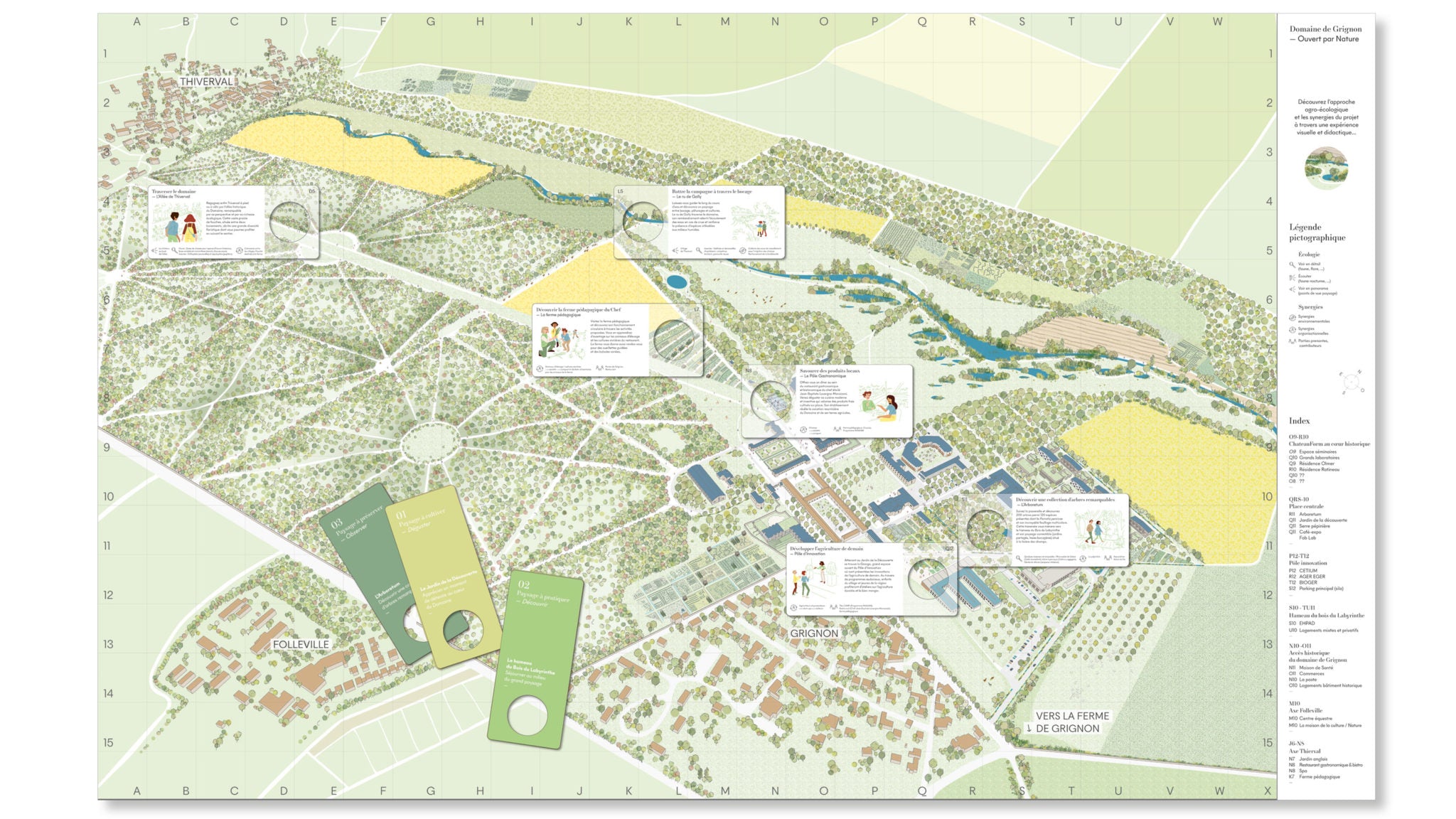 carte dépliée et fiches explicatives