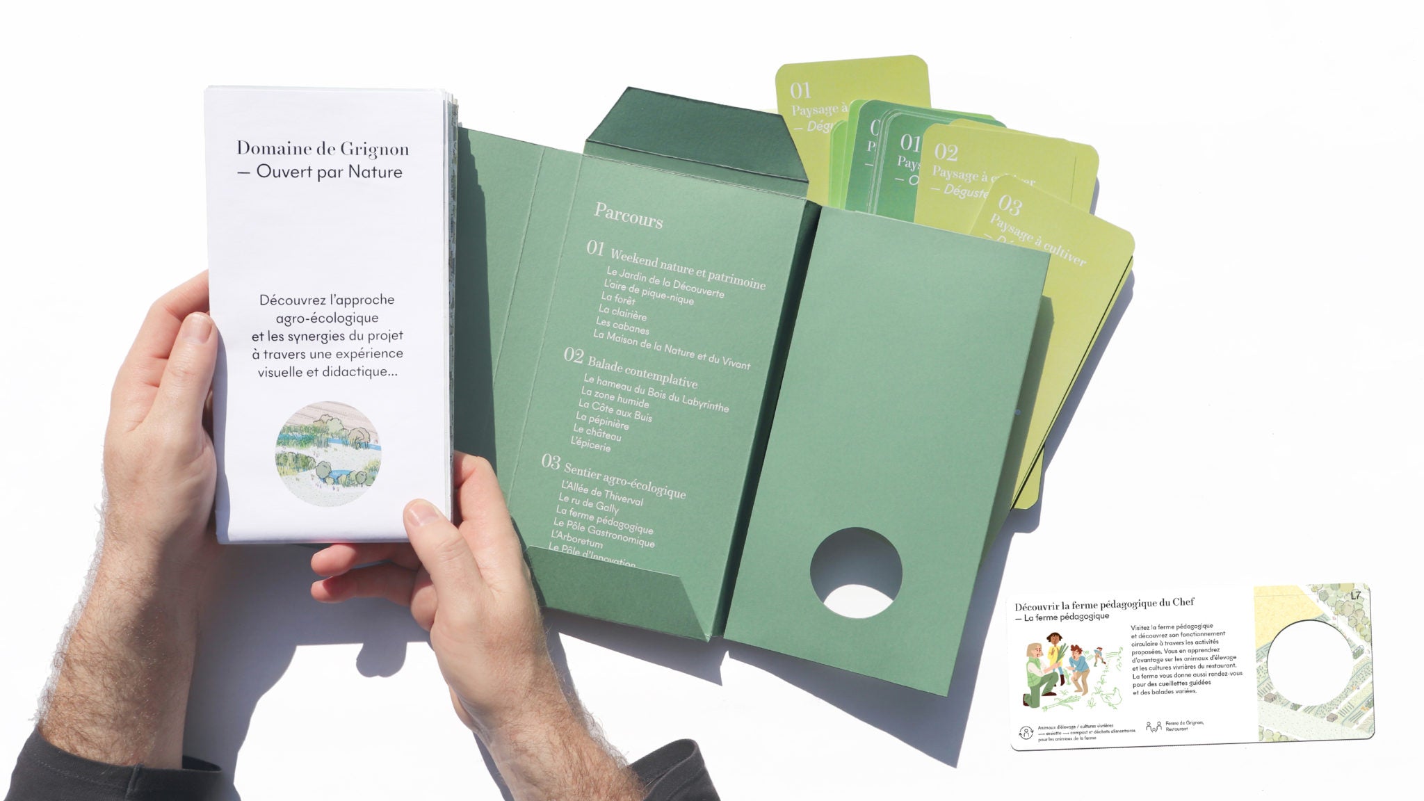 coffret ouvert avec carte et fiches thematiques