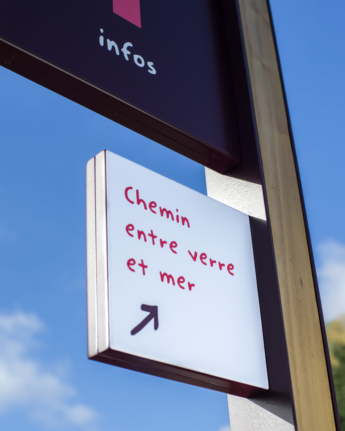Zoom sur la signalétique d'un chemin pédestre sur-mesure
